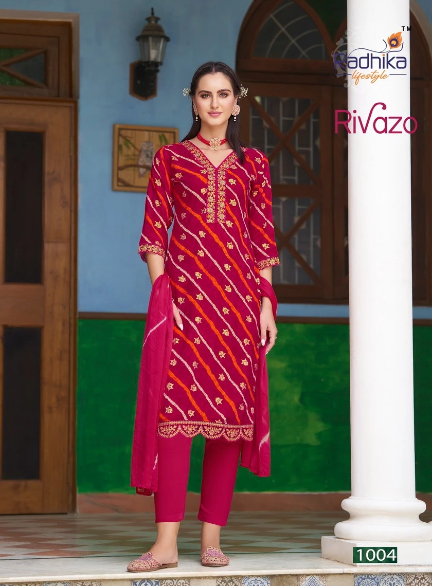Radhika Lifestyle Rivazo Vol 1 Heavy Rayon Foil Print Wholesale Readymade Salwar Suit Catalog — Wholesale Readymade Suit, MPA wholesale from Surat - Gallery Image 4
